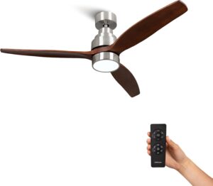 Mellerware - Ventilador de Techo con Mando a Distancia Brizy Bright | 30 W | 6 Velocidades | Ultra silencioso | 3 Aspas 132 de Diámetro | Función Verano-Invierno | Temporizador | LED | Darkwood : Amazon.es: Hogar y cocina