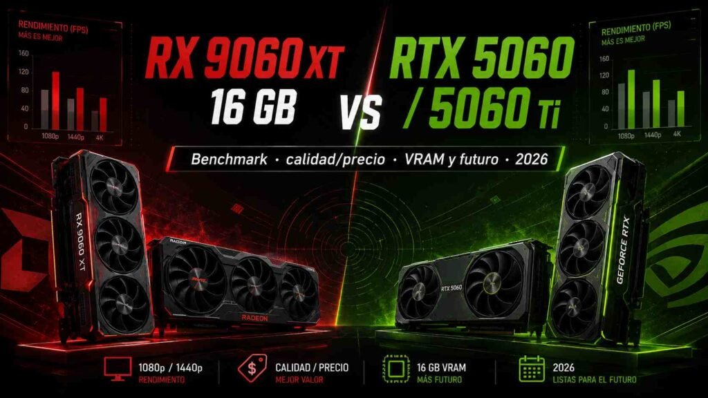 RX 9060 XT 16 GB vs RTX 5060 / 5060 Ti: comparativa calidad-precio