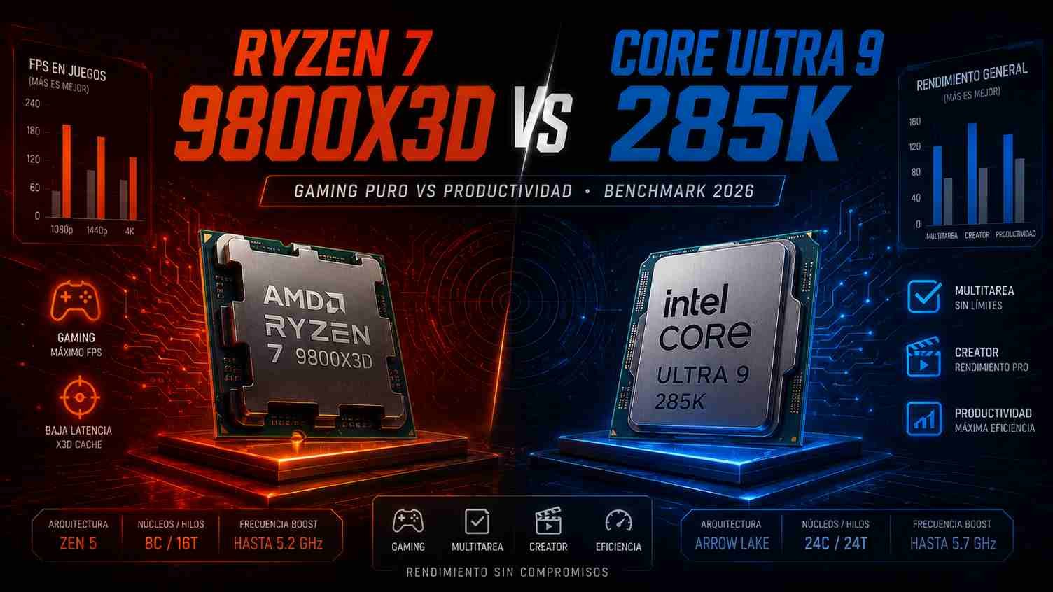 Ryzen 7 9800X3D vs Intel Core Ultra 9 285K benchmark editorial