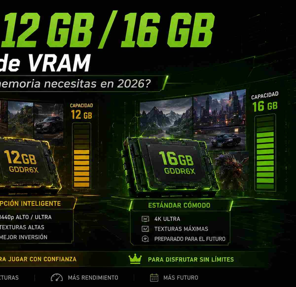 12 GB / 16 GB de VRAM análisis