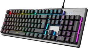 Unykach Teclado Gaming Nova K244 (EN PORTUGUÉS) con 105 Teclas QWERTY, Cable USB, Retroiluminación LED RGB Efecto Arco Iris, Ergonómico