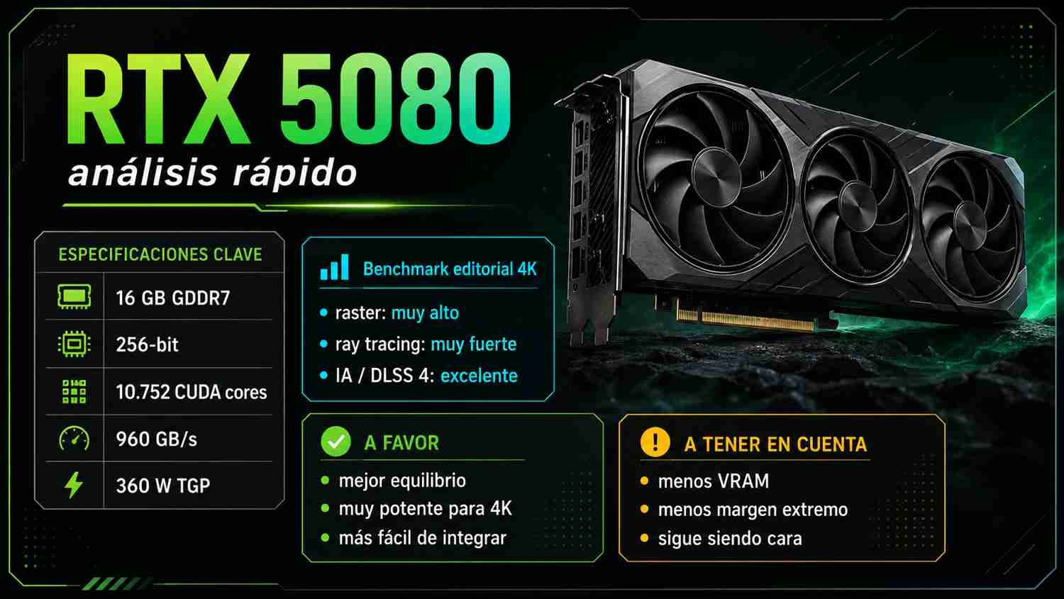 RTX 5080 análisis rápido benchmark 4K
