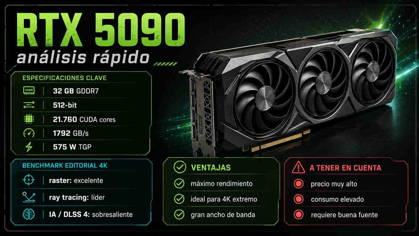 RTX 5090 análisis rápido benchmark 4K