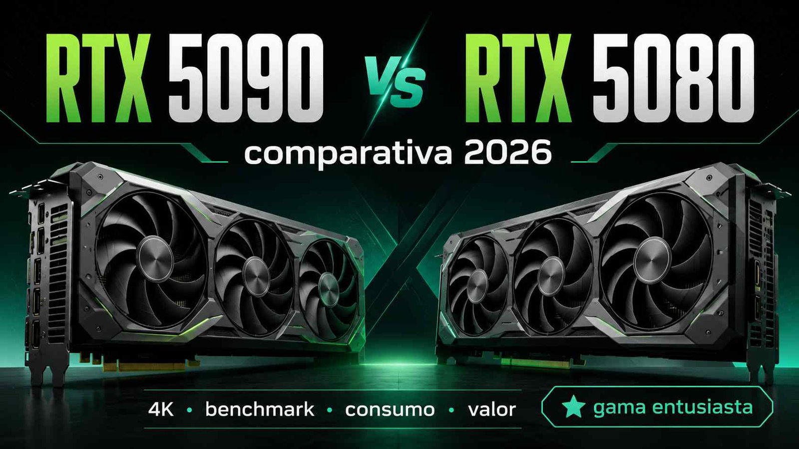 RTX 5090 vs RTX 5080 comparativa 2026
