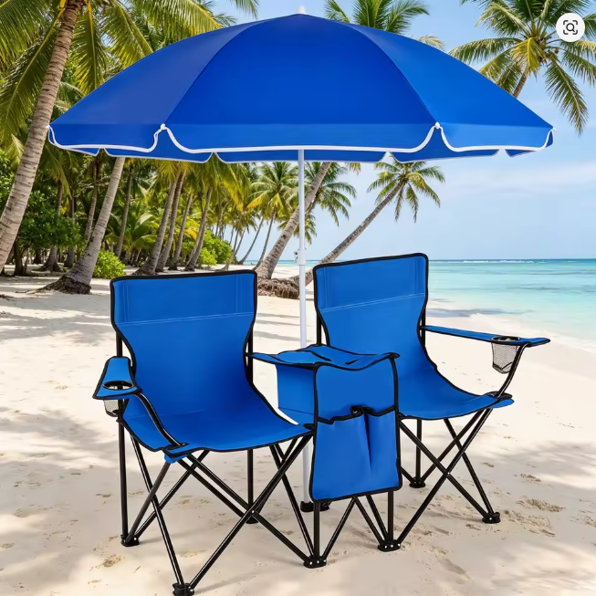 Silla Doble Plegable con Sombrilla: Comodidad para tus escapadas