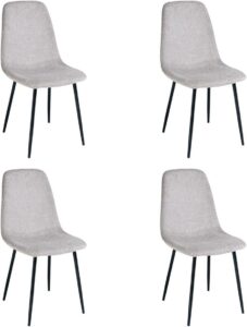 Pack 4 sillas de comedor Lina gris tapizadas en lino