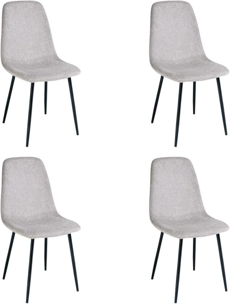 Pack 4 sillas de comedor Lina gris tapizadas en lino