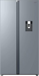 CANDY CNSQ2T918EWX, Frigorífico Side by Side, Ancho 91cm, Capacidad 523L, Motor Inverter, Total No Frost, Dispensador Agua, 2 Cajones Verduleros, Control Digital Interno, Iluminación LED, 37DB, Inox